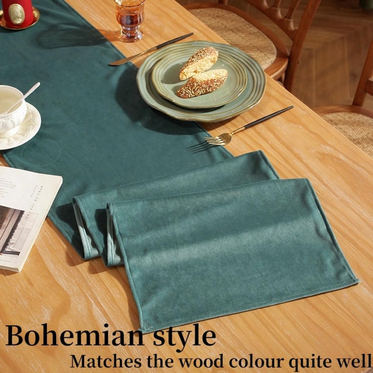 Luxe Velours Tafelloper 33x200 cm - Wasbaar Tafelkleed voor Eettafel, Feest & Decoratie