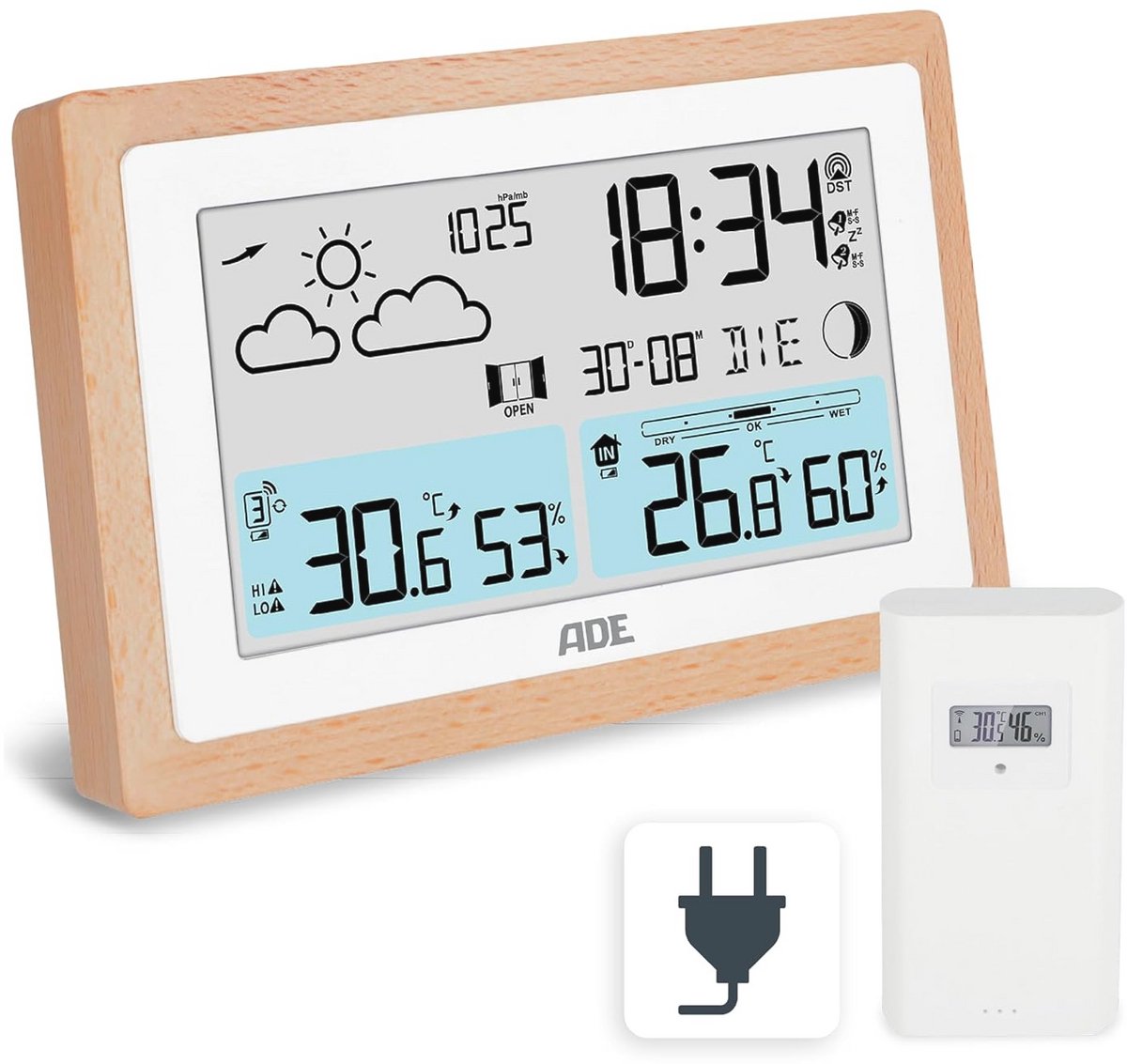 Digitaal Weerstation met Buitensensor en Weckfunctie - Temperatuur, Hygrometer, Barometer, Weersvoorspelling en Ventilatieadvies