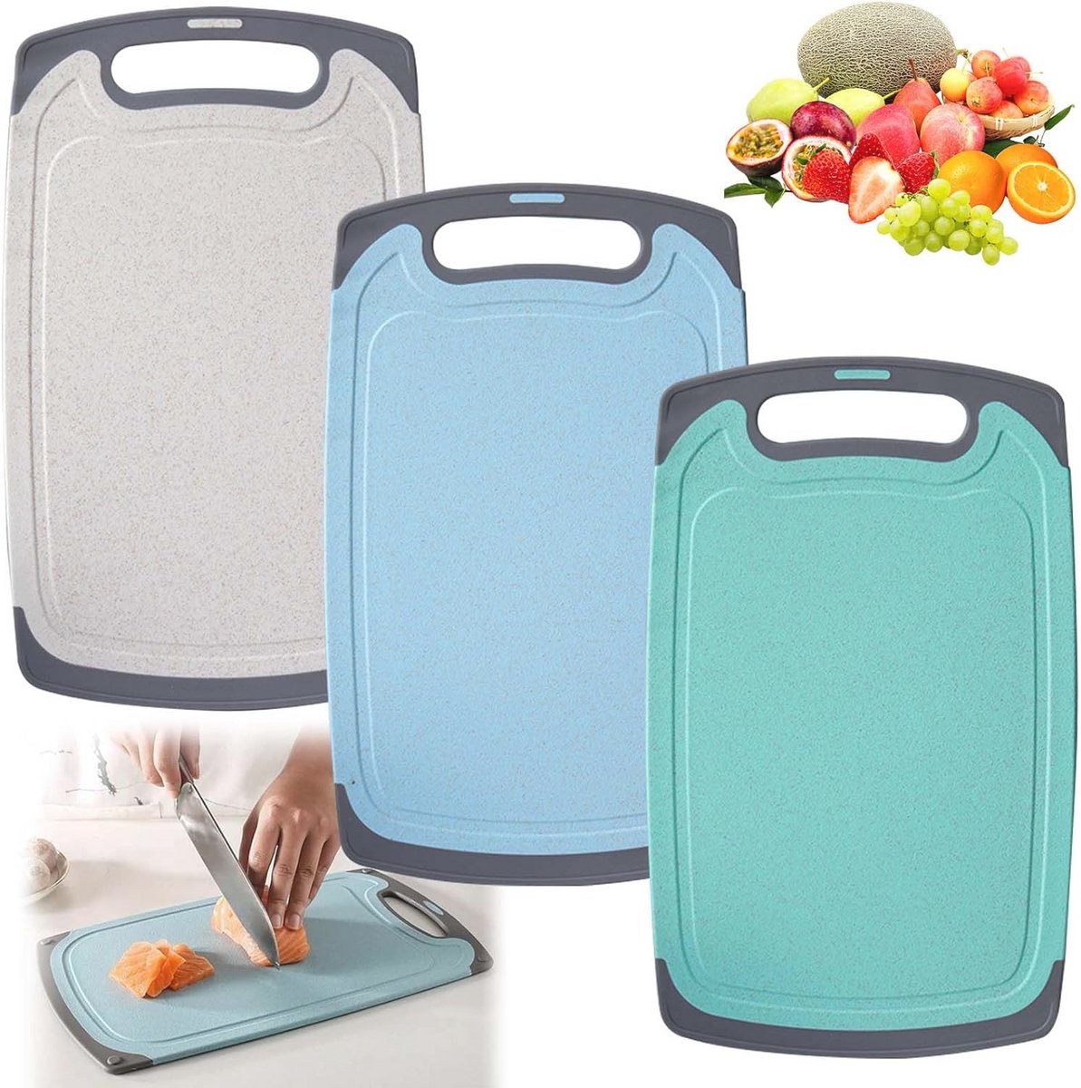Set van 3 Snijplanken - Antibacterieel, Antislip en Duurzaam
