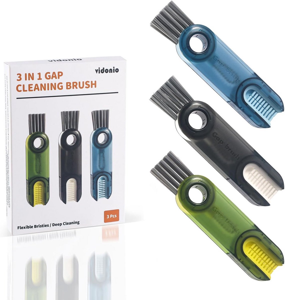 3-in-1 Gadget voor het Reinigen van Diepe Spouwen en Bekers