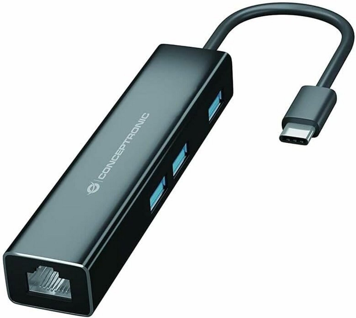 USB-C Hub met Gigabit Ethernet Adapter en 3 USB 3.0 Poorten
