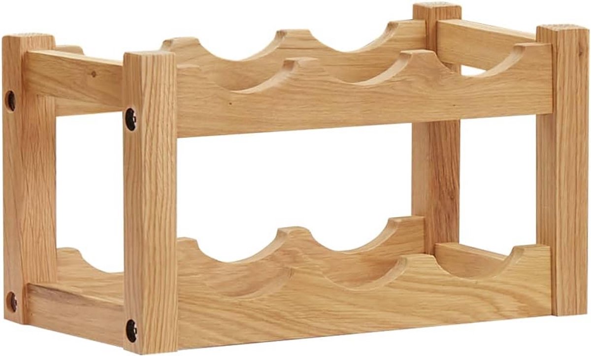 Houten Wijnrek voor 6 Flessen Stevig Eikenhout