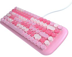 Mechanisch Toetsenbord Compact 84 Toetsen Rond Roze RGB Verlicht voor Kinderen Meisjes