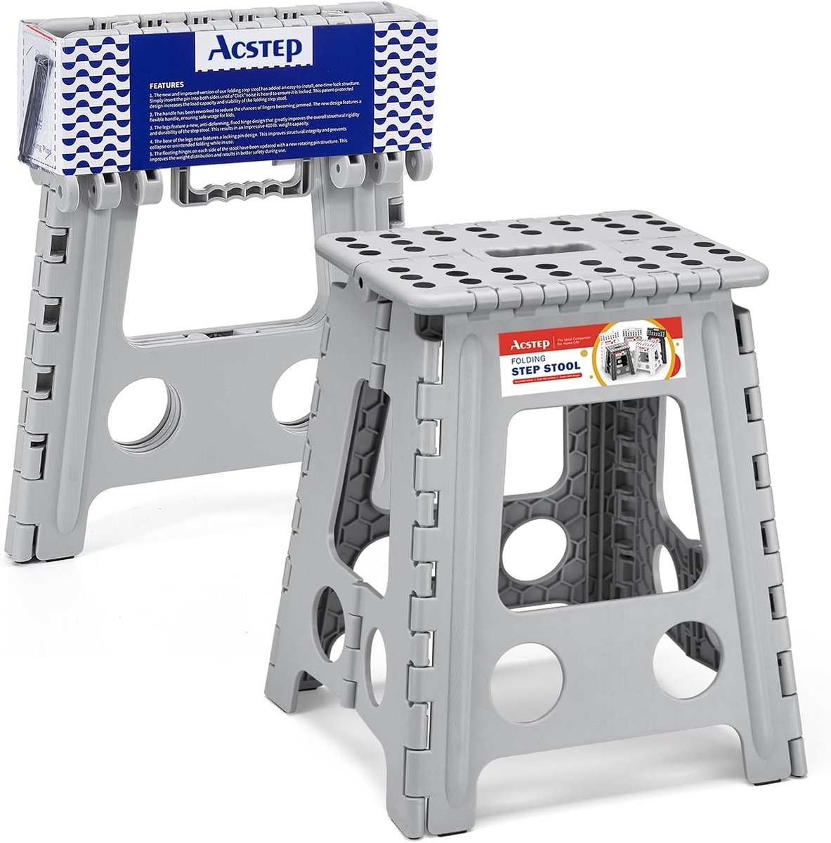 Stevige Opvouwbare Opstapkruk 16 Inch - Hoog Draagvermogen tot 180 kg