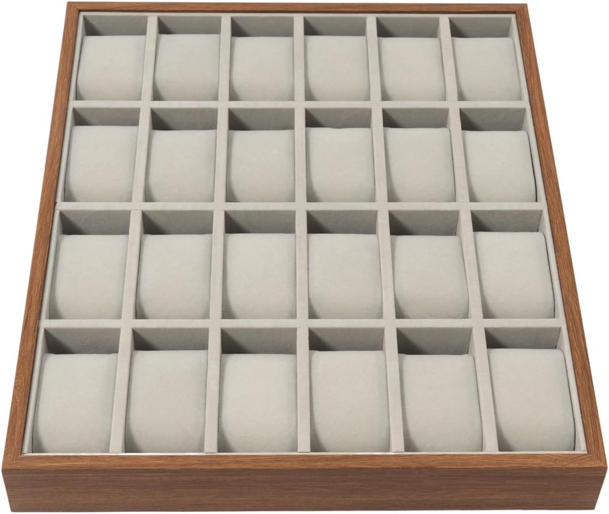 Luxe Houten Horlogedoos met Glazen Deksel voor 24 Stuks - Sieraden Organizer
