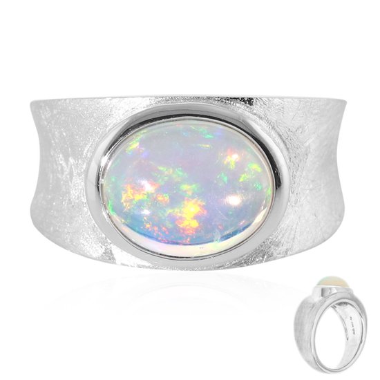 Cavill - Zilveren ring met 1,553 ct ovale Welo-opaal cabochon uit Ethiopië - 925 Sterling zilver - Brede moderne damesring - Luxe sieraden