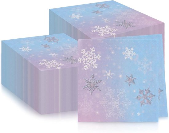 All4You - Sneeuwvlok Serviette - Papieren Servetten - Gerecycled - Blauw - Tafeldecoraties - Verjaardagsfeest - Verjaardagstafel - Frozen - Feestelijk - Servetjes - Feest benodigdheden - Blauwe servetten - Milieuvriendelijk