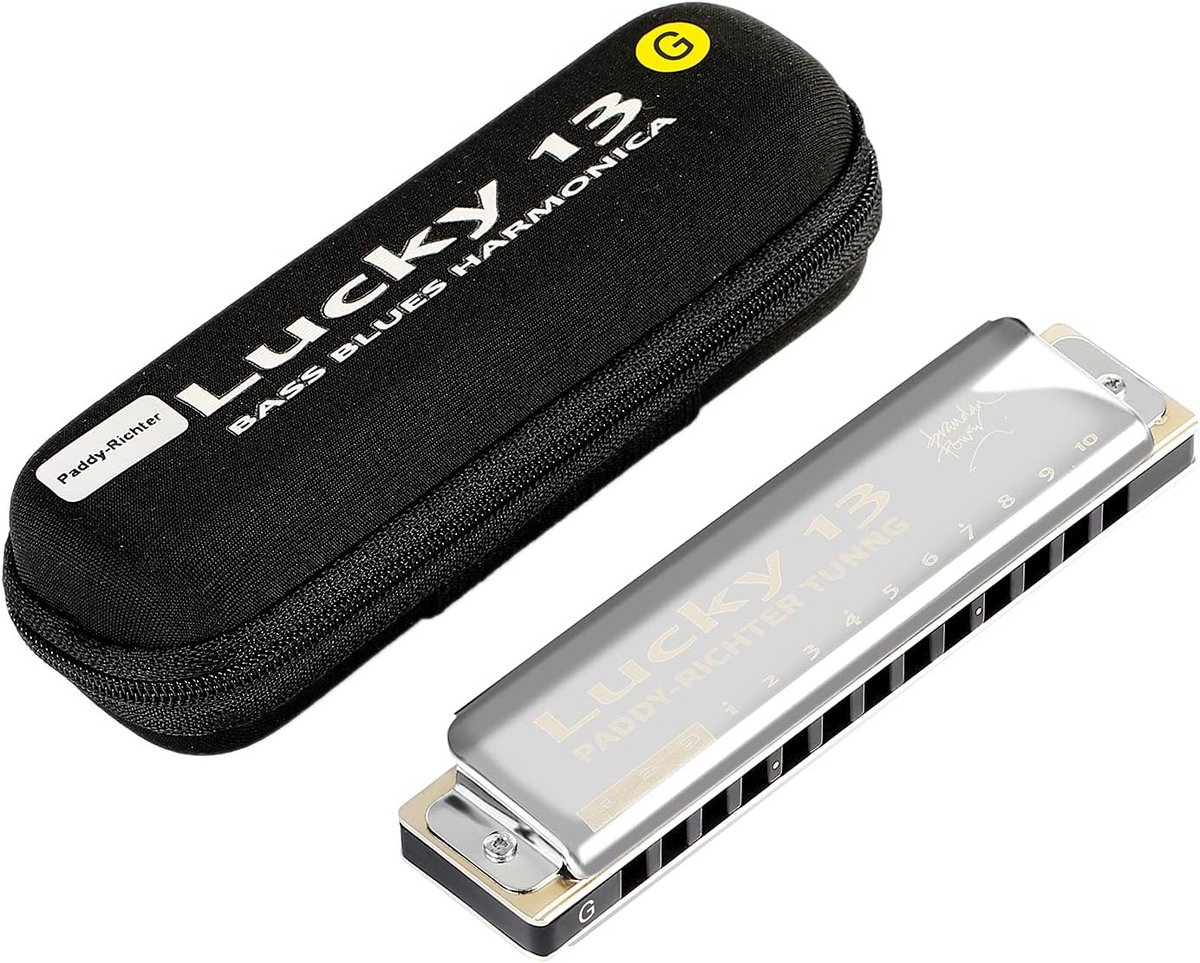 Diatonische Blues Mondharmonica in Paddy Richter stemming, 13 Gaten