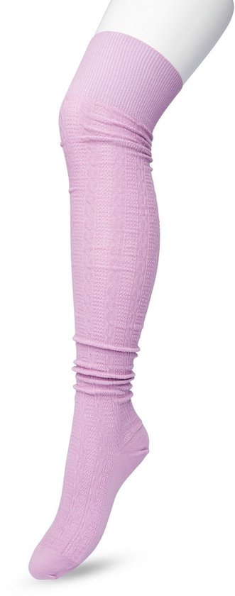 Bonnie Doon Bio Kabel Overknee kousen Dames Lila maat 36/42 - Klassiek Kabel patroon - Biologisch Katoen - Ultiem comfort - Classic Cable Overknee sokken - OEKO-TEX - Gladde Naden - Kniekousen - Duurzaam Huidvriendelijk - Lavender Mist - P53498.261