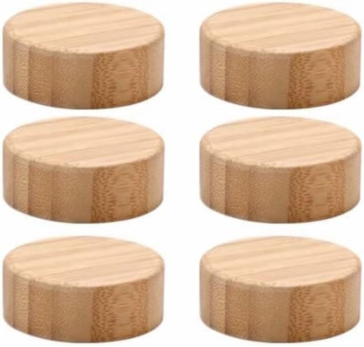Set van 6 Bamboe Deksel voor Kruidenpotjes en Specerijenpotten