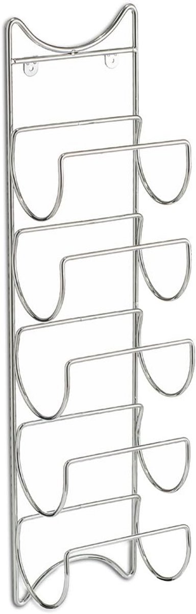 Glanzende Metalen Flessenhouder Verchroomd - Smal en Hoog Model voor Keuken of Bar