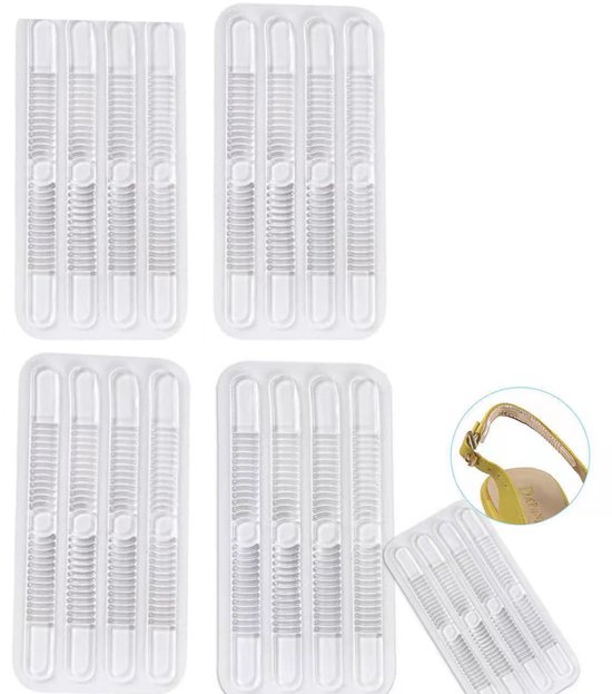 Protège-talons - Lot de 4 - Coussinets pour talons - Clips pour talons à bride arrière - Soulagement des douleurs au talon - Protections Heel talons - Siliconen pour brides de chaussures - Colle antidérapant pour brides de chaussures - Transparent
