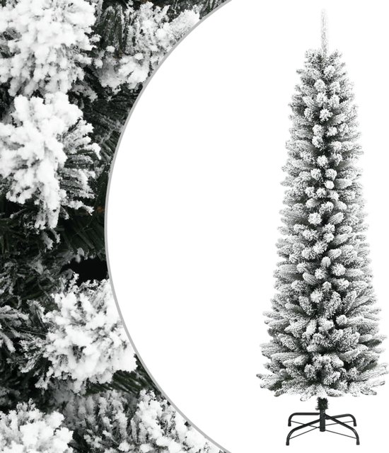 vidaXL - Arbre de Noël artificiel - avec - neige - étroit - 240 - cm - PVC - et - PE