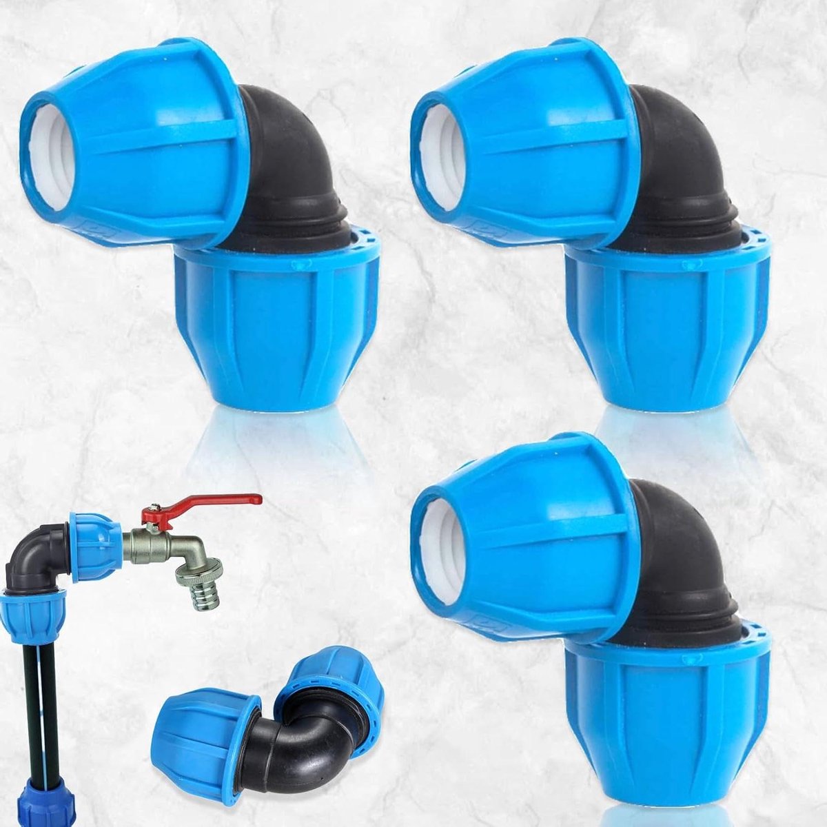 Provento - PE Pijp Montage Elleboog 90 ° - Kunststof - PP - PE Snelkoppeling - PE Blauwe Waterleiding - Sanitair (25 Mm * 25 Mm)