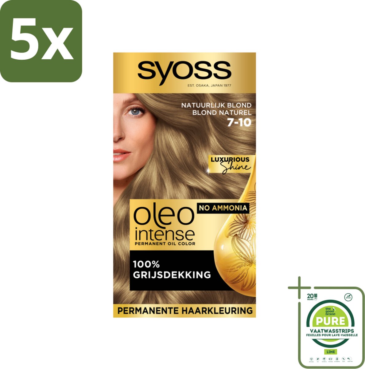 Syoss Oleo Intense - Haarverf - 7-10 - Natuurlijk Blond - 115ml x 5
