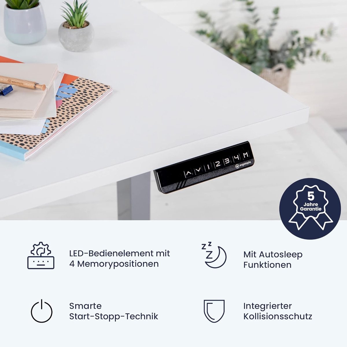 Novihome– Elektrisch Hoogte Verstelbaar Bureau 180x80 cm – Ergonomisch Bureaublad in Esdoorn Hout voor Thuiswerk en Kantoor NoviHome