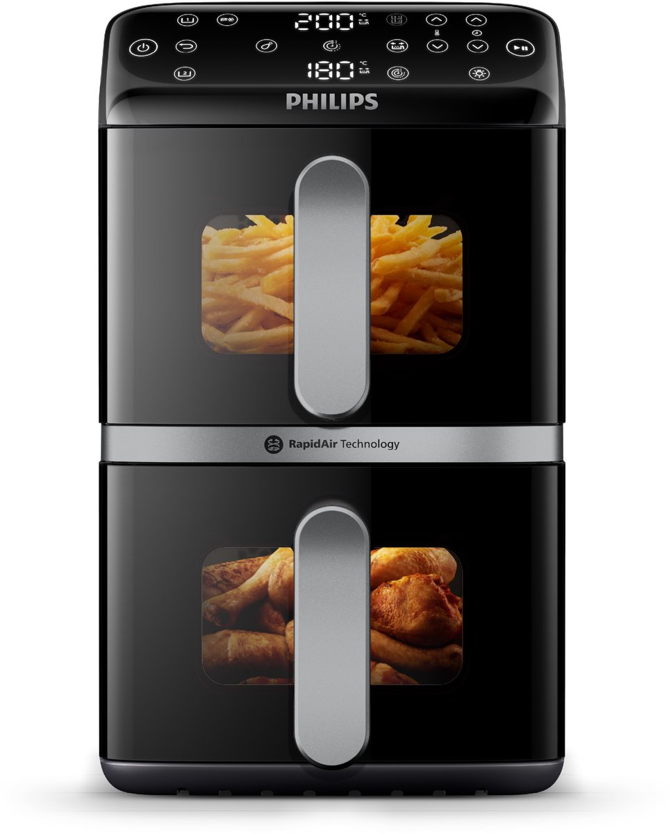 Philips 4000 Series Dual-Stacked Dubbele Airfryer – NA461/00 - 2 Lades (Sync) – 10 L – Tot 6 Personen – Bespaart 45% Ruimte — afbeelding 2