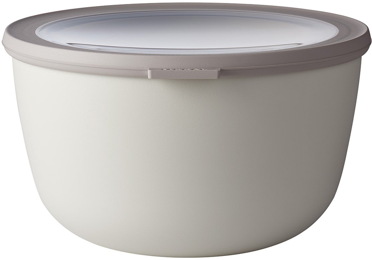 Mepal – Multikom Cirqula rond 3000 ml – Mag in de vriezer, magnetron en vaatwasser – Nordic white – Geschikt als meal prep bakje, vershoudbakje, bewaardoos