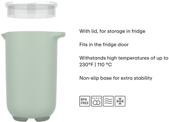 Mepal Mixbeker met deksel Chef it - 1 l - Past in de koelkastdeur - Magnetron- en vaatwasmachinebestendig - Bakspullen - Nordic sage van Mepal — afbeelding 3