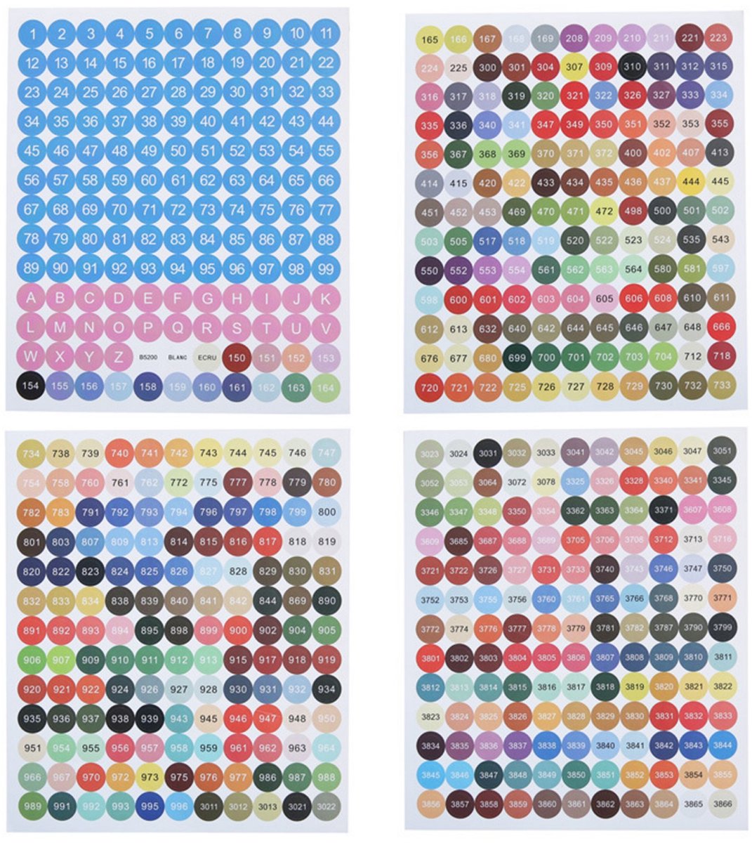 QTTVBTNA Diamant Schilderij Stickers - Ronde Kleurcodes - Zelfklevend - geschikt voor algemene borduurgarenkleuren