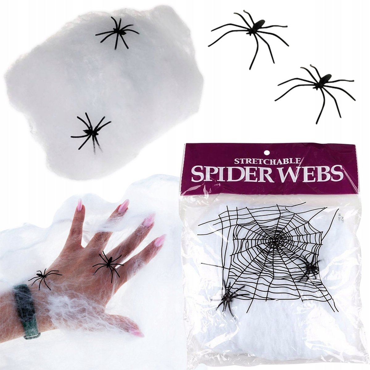 Decoratieve Spinnenweb voor Halloween - Wit, 20g + 2 Spinnen