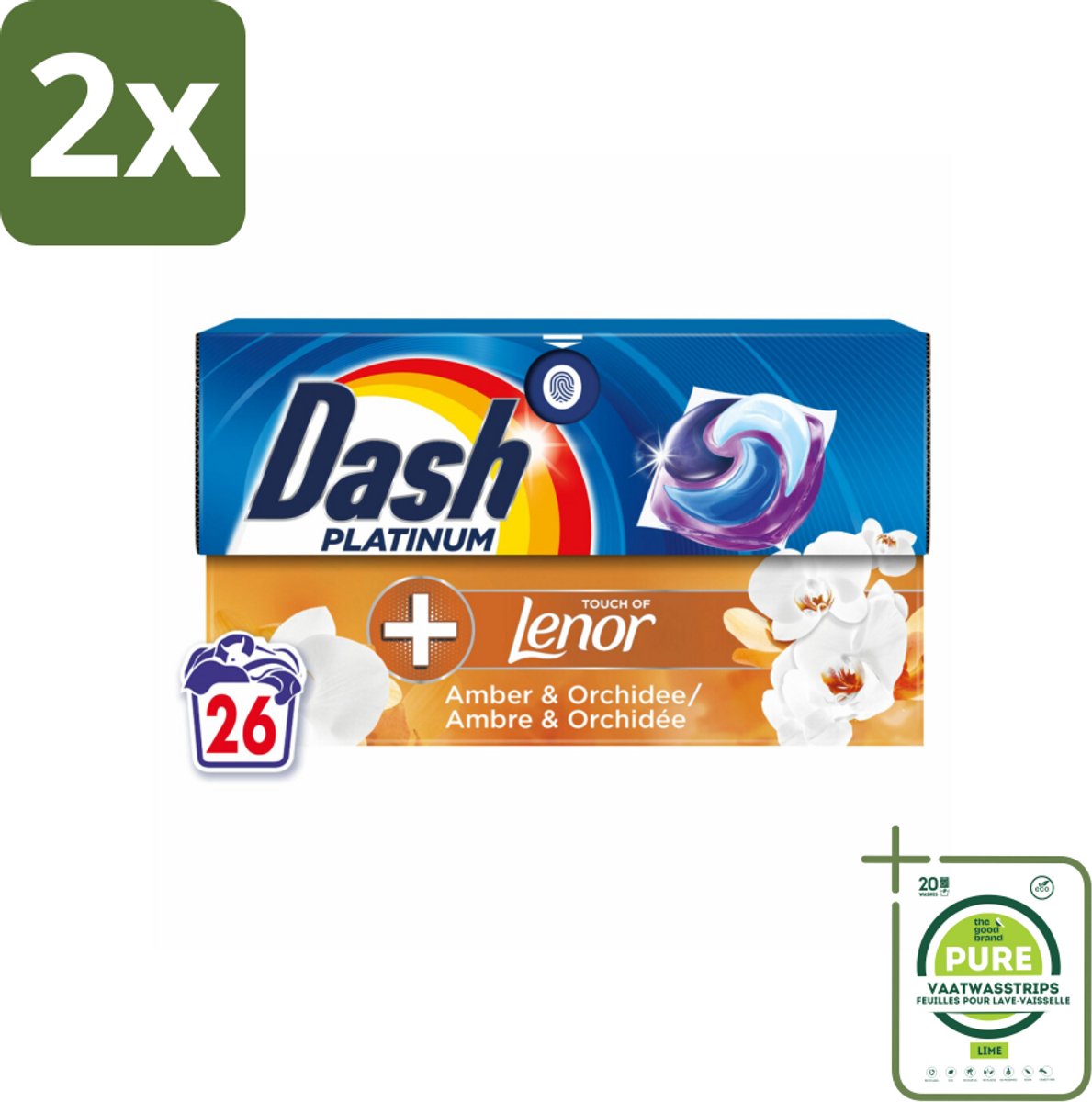 Dash – Wasmiddelcapsules – 4in1 Pods Amber & Orchidee – 26 capsules - Voordeelverpakking - 2 stuks - Wasmiddel - Waspod