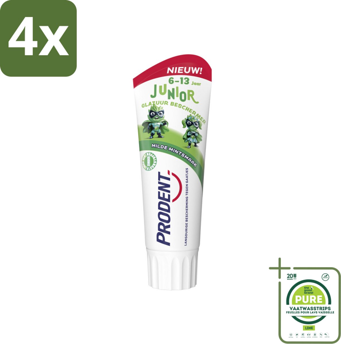 Prodent – Tandpasta Glazuurbeschermer – Kids 6+ – 75 ml - Voordeelverpakking - 4 stuks - Glazuurbeschermende tandpasta - Kindertandpasta
