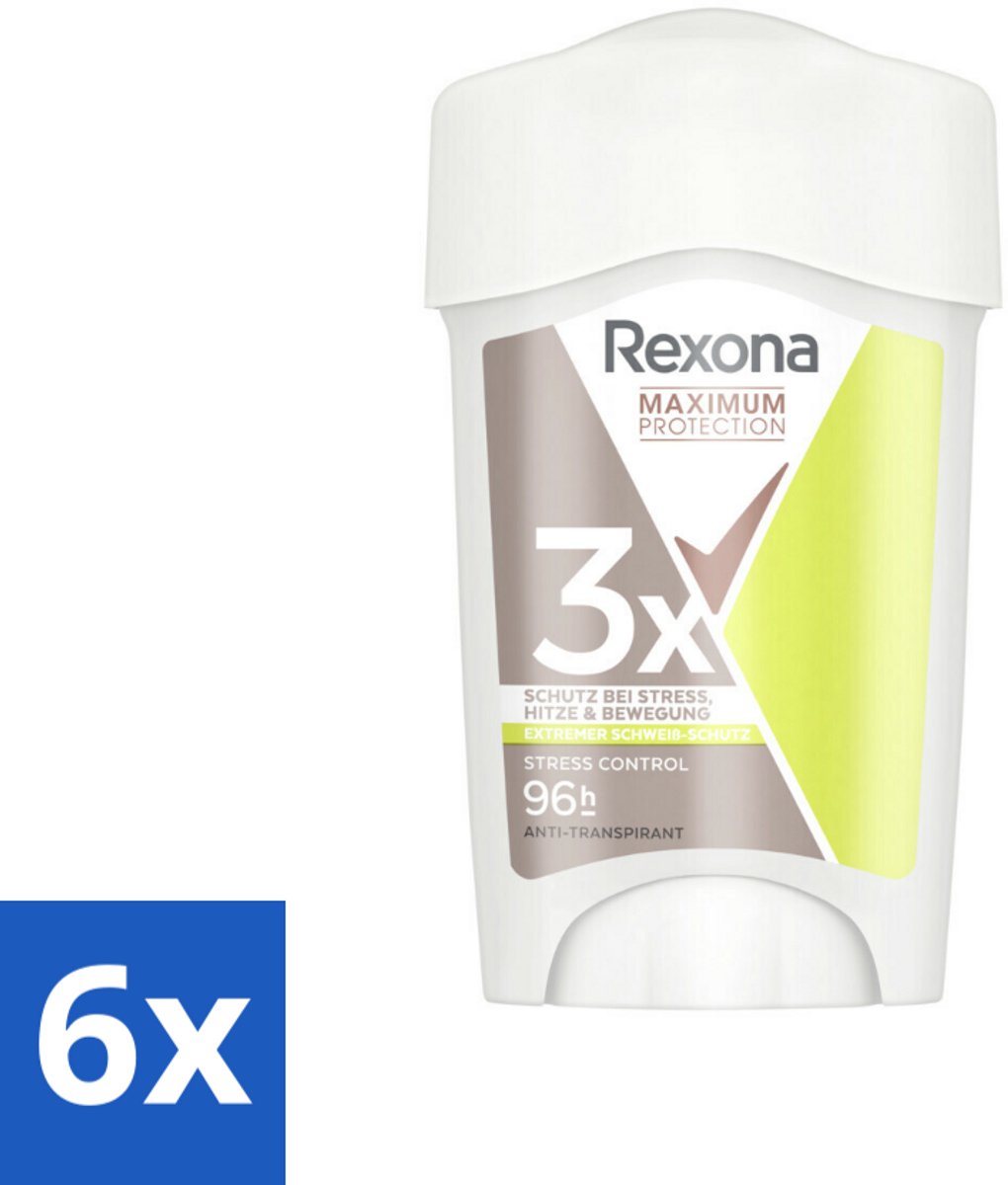Rexona - Deodorant Stick - Maximum Protection Stress Control Dry - Tegen Stresszweet - 45 ml - Voordeelverpakking - 6 stuks