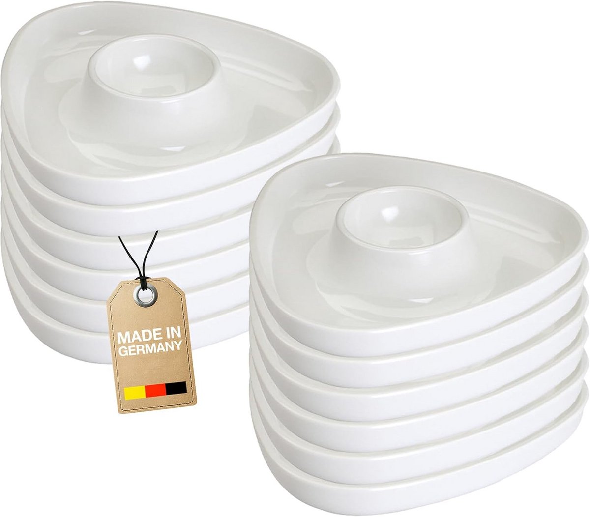 Set van 12 Stapelbare Eierdopjes met Brede Rand voor Kom en Lepel