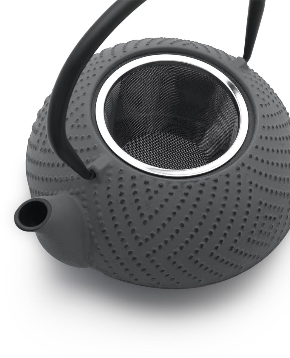Unyqoos® Stijlvolle grijze gietijzeren theepot met roestvrijstalen filter 1,2 liter — cadeau in Koken & Dineren - foto 8