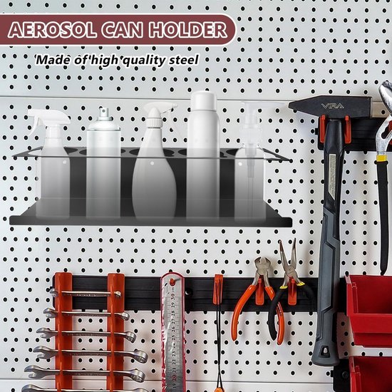 2x Spuitbussen Houder Set - Wandmontage Flessenrek voor Garage, Caravan of Werkplaats - Zwart Koolstofstaal — afbeelding 2