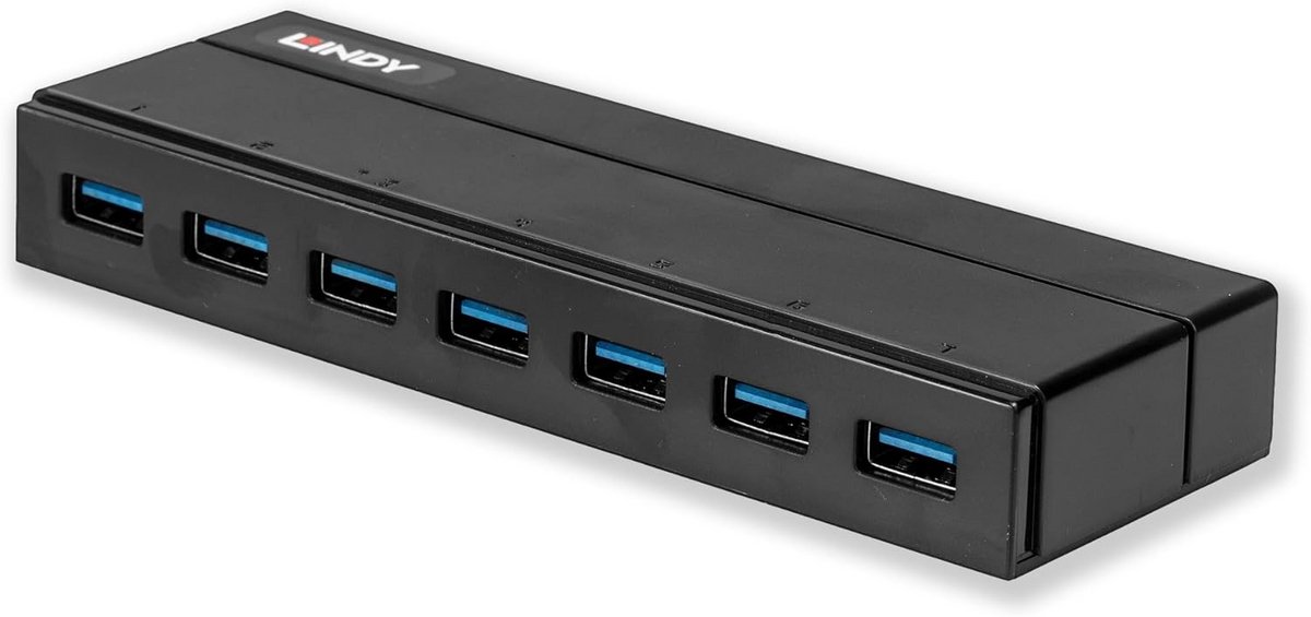 USB 3.2 Gen 1 Hub met 7 Poorten en Oplaadfunctie - Zwart