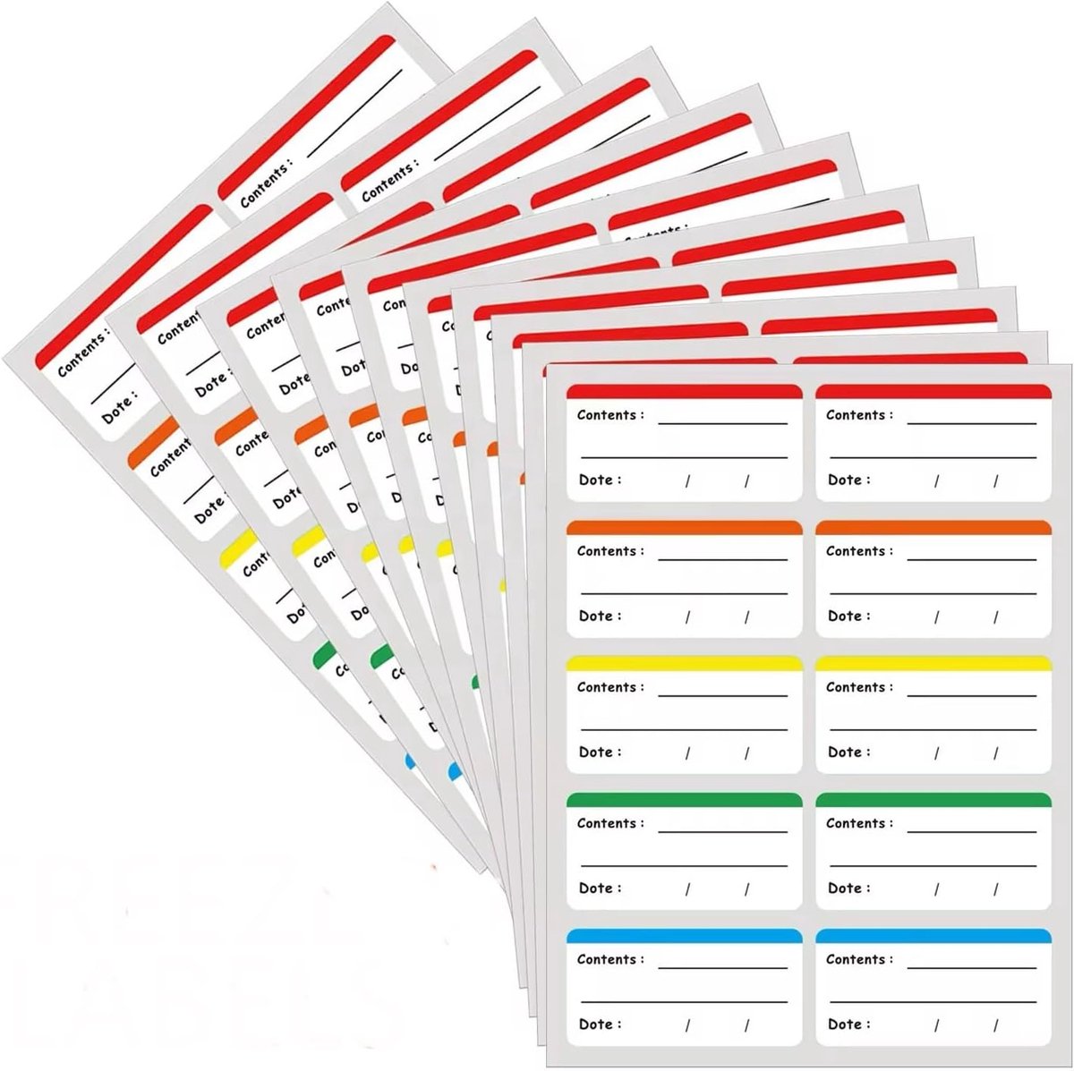 MDUG Etiketten voor diepvriesproducten - 100 vellen - Herbruikbaar - Kleurgecodeerd - Laat geen resten achter - Inclusief vakjes voor inhoud en datum - Voedseldatumstickers