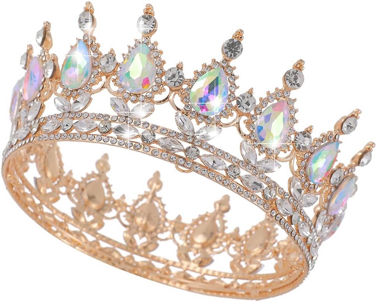 Barokke Koninginnekroon met Strass - Luxe Bruidstiara en Verjaardagskroon