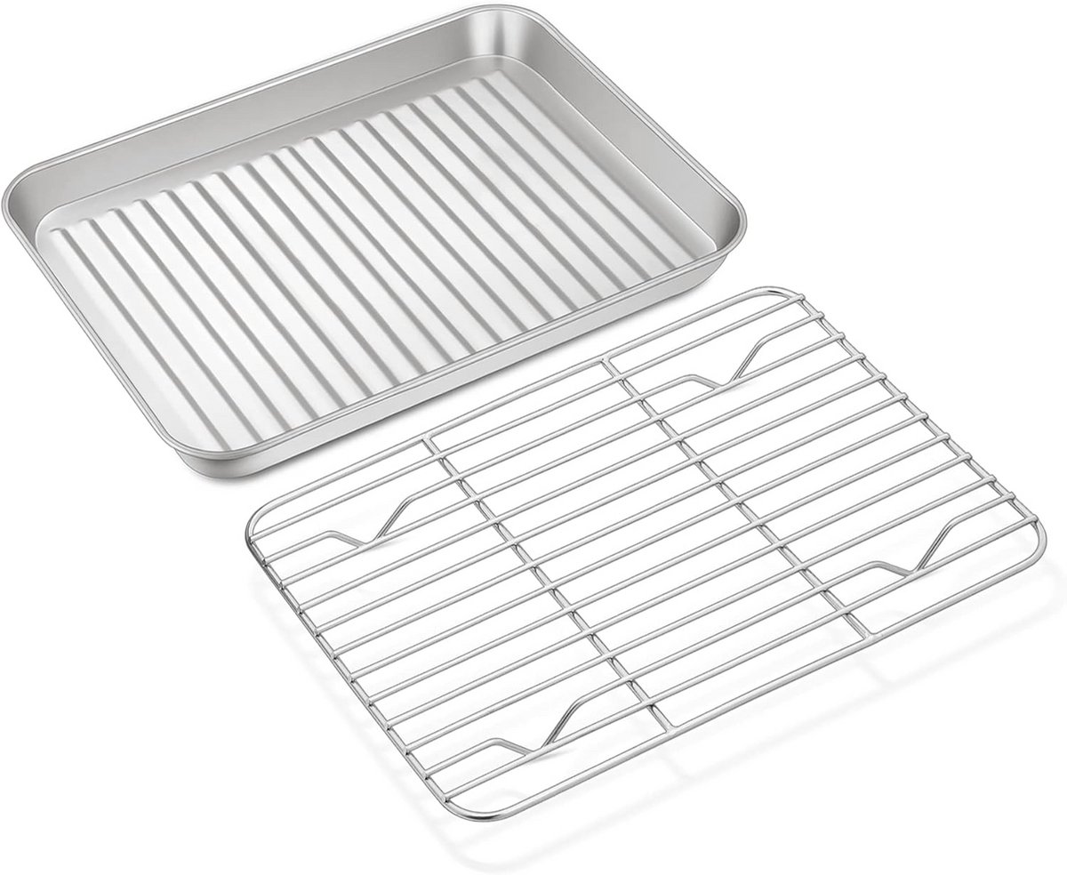 Bakplaat met Koelrooster RVS – Set voor Bakken en Grillen – Vaatwasmachinebestendig