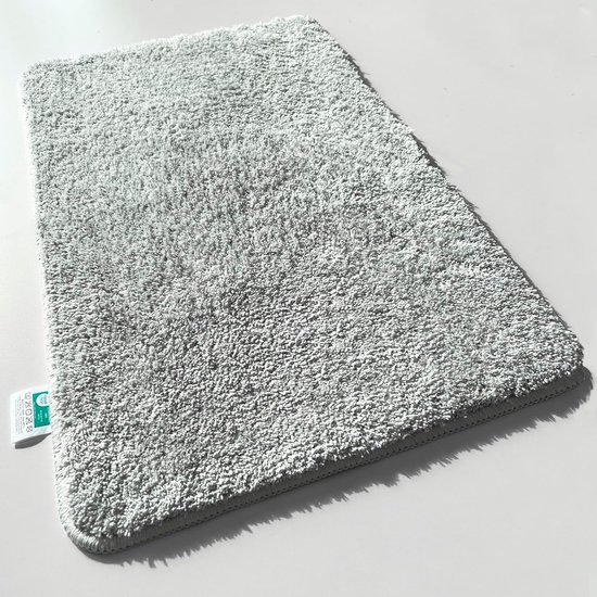 Extra Zachte, Hoogpolige Badmat Shaggy Look | Antislip & Wasbaar Badkamer Tapijt | 50x80 cm Zilvergrijs