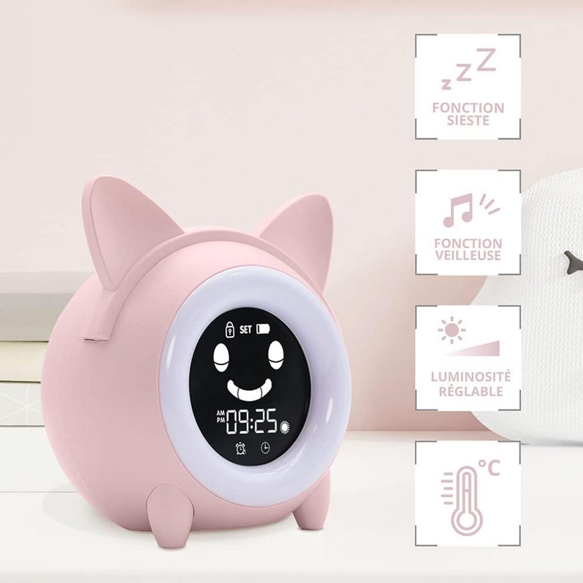Leerwekker met Nachtlamp en Dag/Nacht Display voor Kinderen - Digitale Klok met Temperatuur