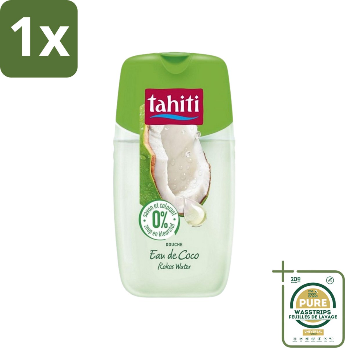 1 x Tahiti - Douchegel - Kokos Water - 0% Kleurstof - 250 ml- Douchegel Kokos Water - Kokos Water Douchegel - Douchegel Voor Weide Huid - Weide Huid Douchegel - Kokos Water Douchegel 250 Ml