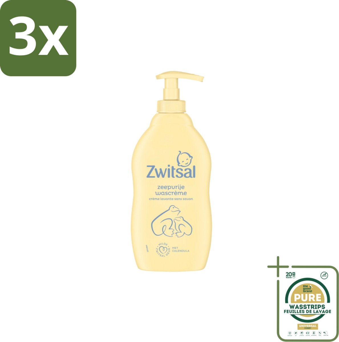 3 x Zwitsal Zeepvrije Wascréme 400 ml - Grootverpakking - Zwitsal - Zeepvrije Wascréme - Wasmachine - Wasmachine Crème - Wasmachine Crème 400 Ml