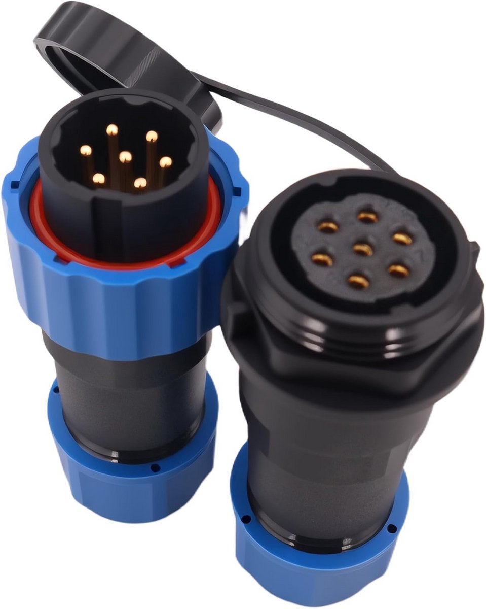 Waterdichte 7-polige Ronde Luchtvaartstekker Schroefverbinding IP68 Inline Connector