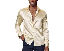 Zakelijk overhemd voor heren met lange mouwen en strijkvrije satijnen afwerking, inclusief vlinderdas