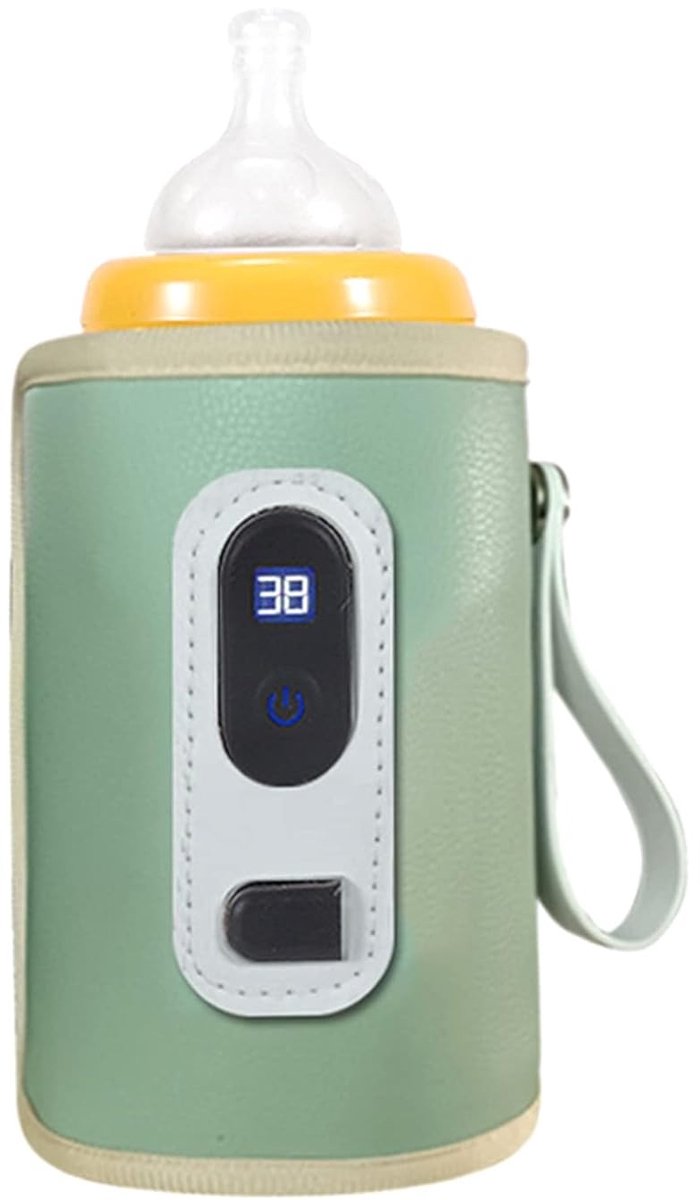 USB-babyflessenwarmer, LCD-scherm, nauwkeurige temperatuurverwarming, melkverwarming voor thuis, buiten en in de auto (groente) — afbeelding 5
