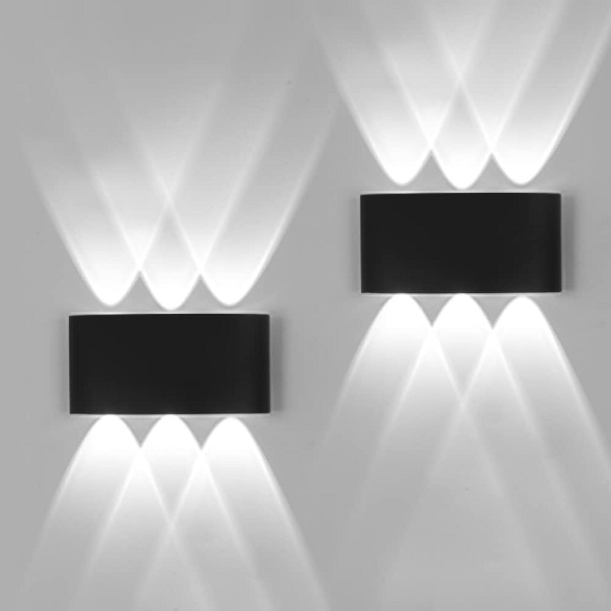 2x Moderne LED Wandlamp Zwart 12W 1200LM IP65 Waterdicht - Op en Neer Verlichting Buiten e