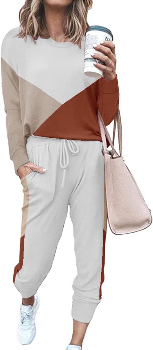 Dames Gebreide Loungewear Set 2-Delig: Trui en Joggingbroek met Wijde Pijpen