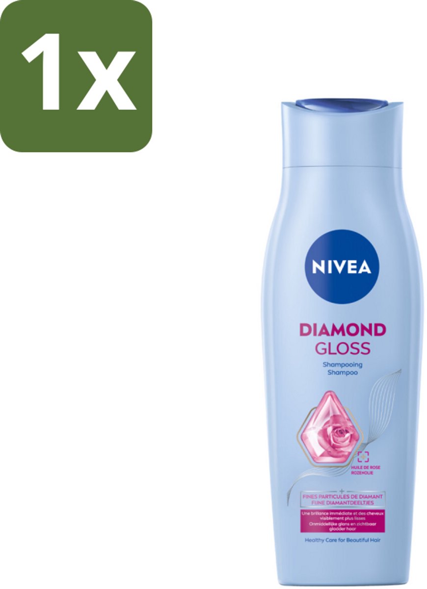 1 x NIVEA Shampoo Diamond Gloss Care 250 ml - Diamanten Glans - Verzorging Haar - Soepel Haar - Gezond Haar - Schitterend Haar
