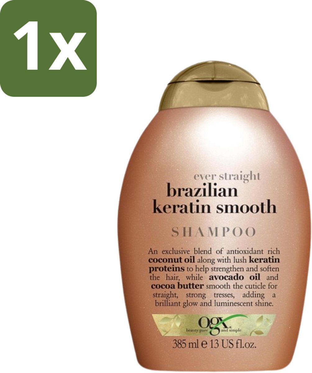 1 x OGX - Brazilian Keratin Therapy - Shampoo - Versterkend - Gladmakend - 385 ml - Keratine Shampoo - Keratine Haar - Keratine Therapy - Keratine Haarverzorging - Keratine Haarverzorging