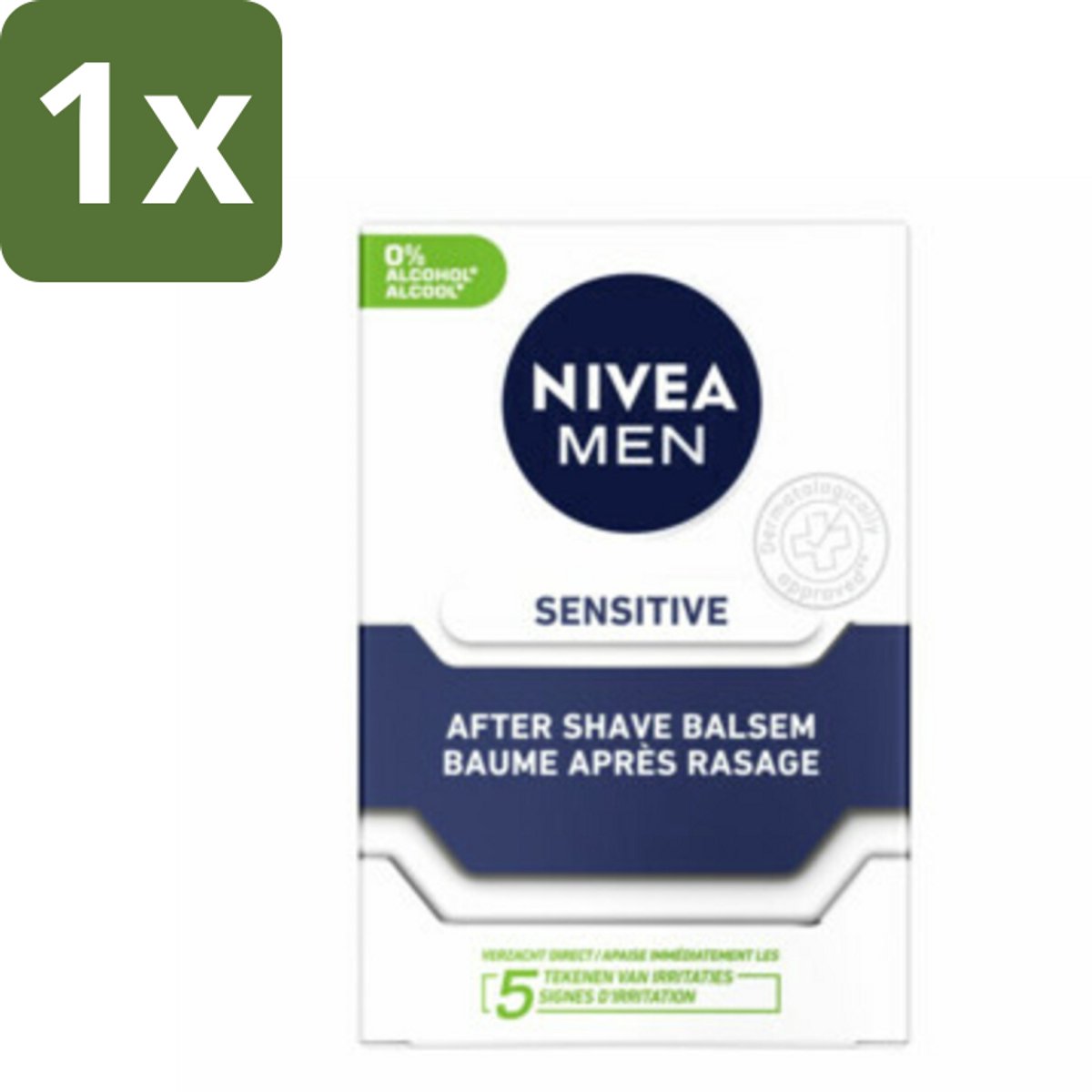 1 x NIVEA Men Aftershave Balsem Sensitive 100 ml - Aftershave Balsem - Alcoholvrije Aftershave - Gevoelige Huid - Scheerirritatie - Kamille