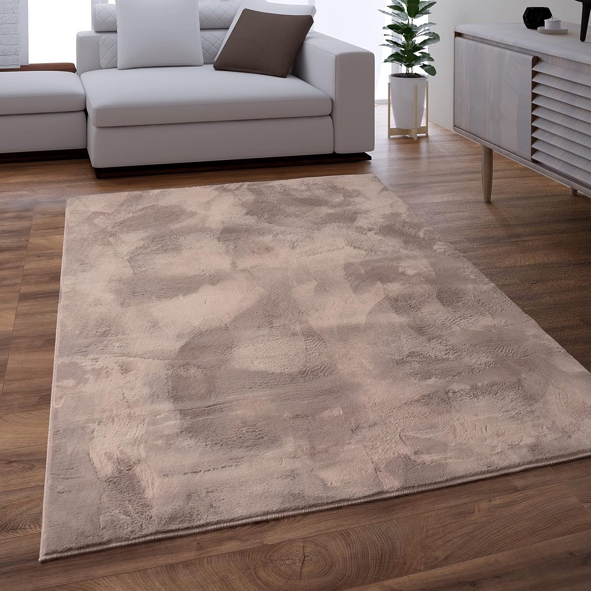 Luxe Shaggy Vloerkleed Hoogpolig Zacht Beige Taupe Slaapkamer Woonkamer 3D0 x 400 cm
