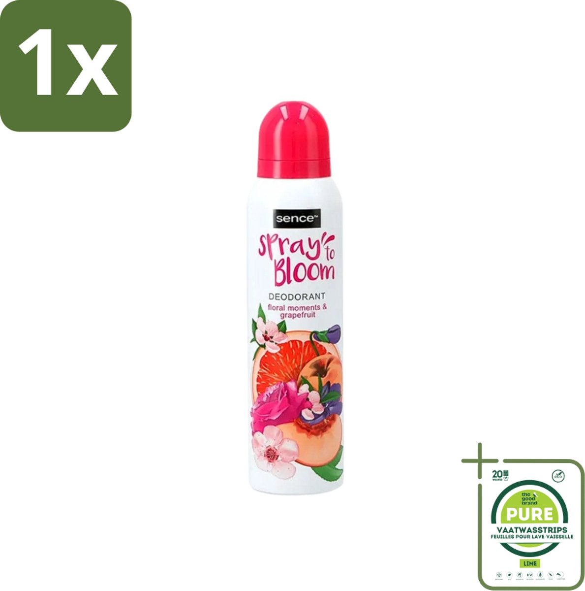 1 x Sence - Floral & Grapefruit - Deodorant - Fris & Fruitig - 150 ml - Vrouwelijke Deodorant - Deodorant Met Bloemige Geur - Deodorant Met Grapefruit - Deodorant Voor Dames - Langdurige Bescherming
