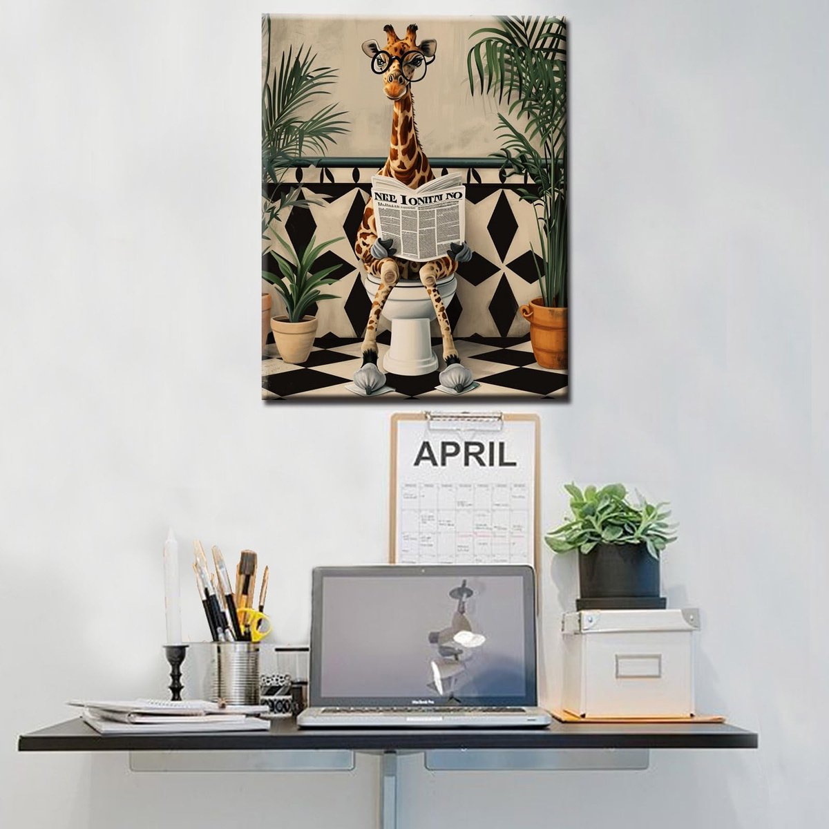 Unyqoos Moderne canvas kunst met giraf en tropische planten voor interieurdecoratie meerdere